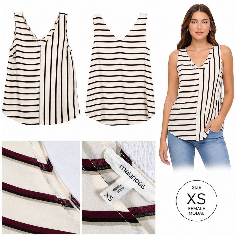 Maurices Womens Striped V-Neck Blouse XS